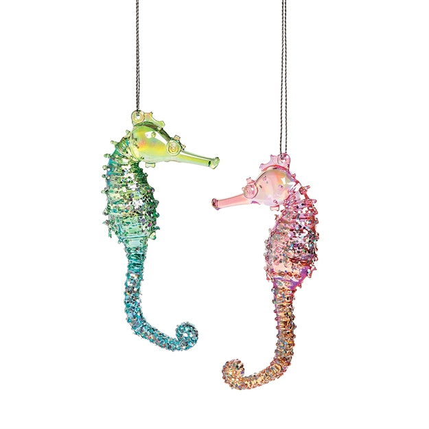 Iridescent Coral Seahorse Ornament