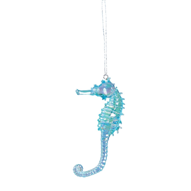 Iridescent Blue Seahorse Ornament