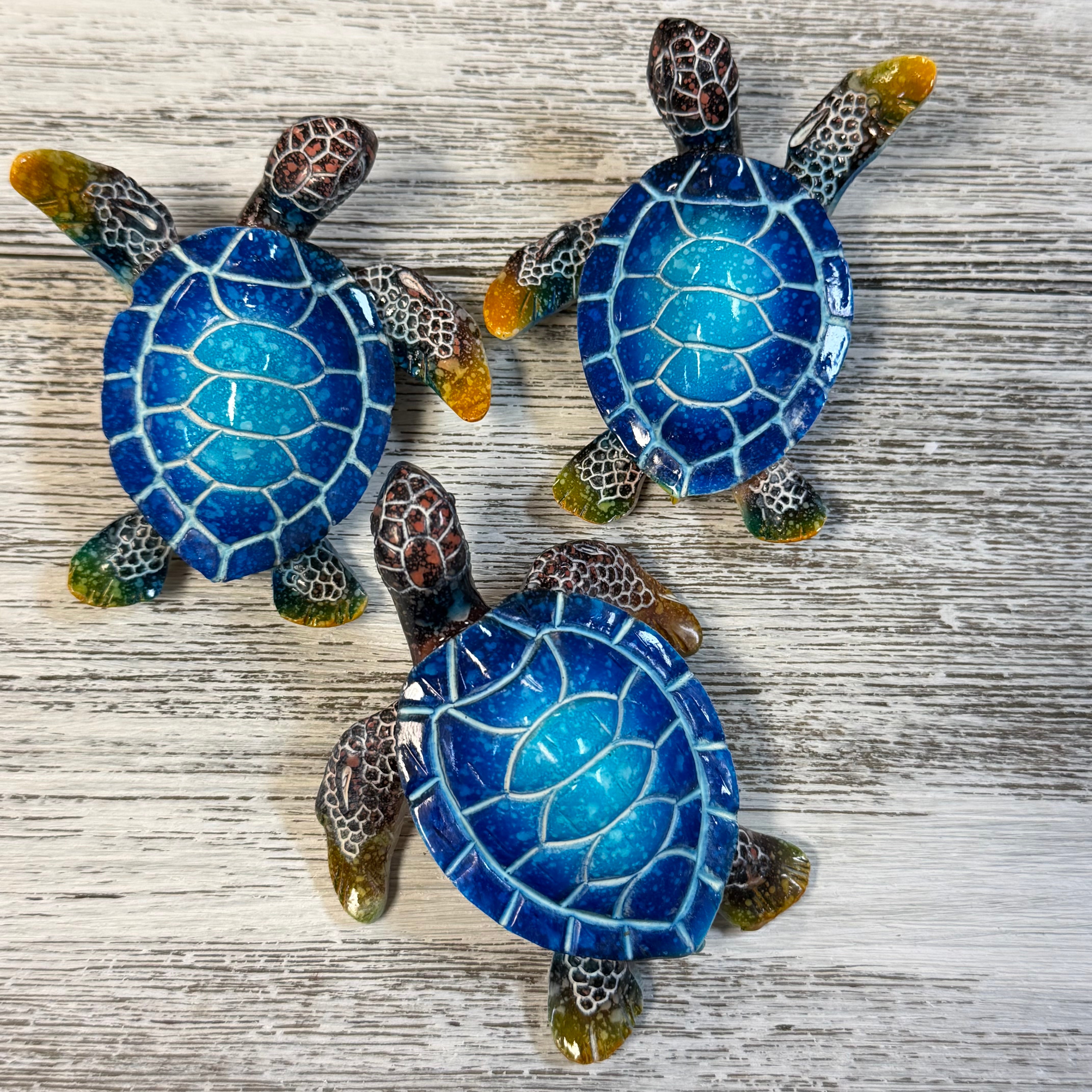 Pr Blue Turtle Bright Blue Sea Turtle Figurine – Deep South Shelling