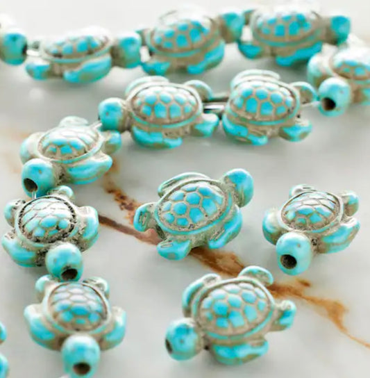 Aqua Mini Turtle Beads